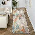Modern Abstract Medium Pile Area Rug Multi 2X7 | Stain-Resistant, Cozy