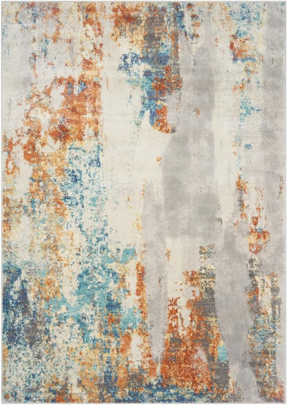 Modern Abstract Medium Pile Area Rug Multi 2X7 | Stain-Resistant, Cozy