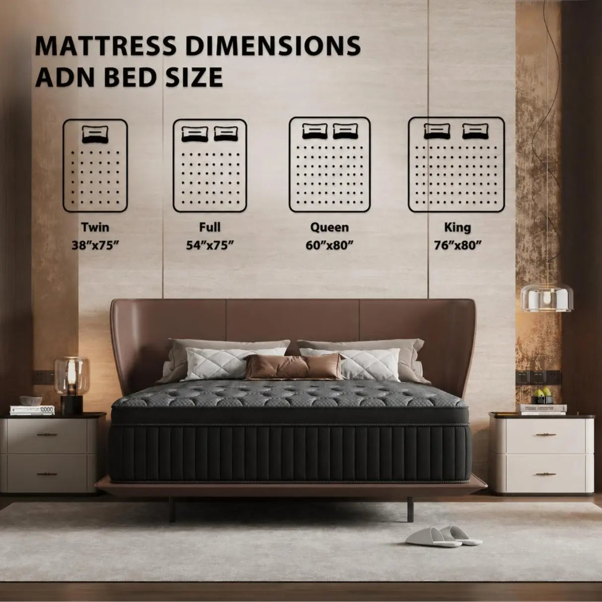 【Summerwins】Lodeija 8/10/12/14Inch Twin,Full,Queen and King Size Mattresses-Memory Foam and Spring Hybrid Mattress,Medium Firmness,Lumbar Support,Suitable for Home Bedrooms and Hotels,Pet-Friendly,Dealsforyoudays