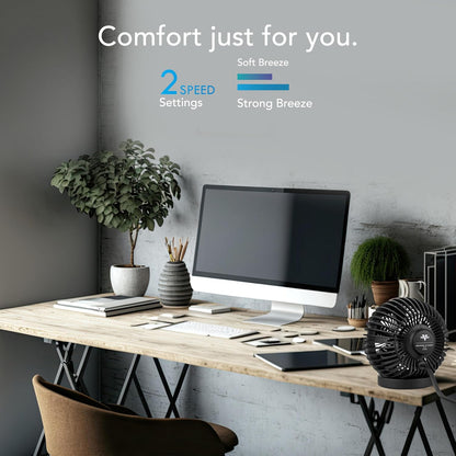 SPHERE Personal Adjustable Fan, Quiet Operation, Targeted Cooling Airflow, 2 Speed Settings, Manual Control, Detachable Base, Fan for Desktop, Nightstand, and Office, Black
