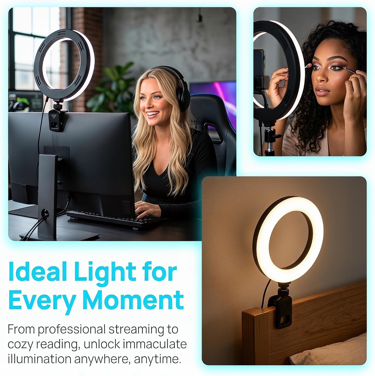 6" Ring Light with Desk Tripod Stand and Clip | Video Conference Lighting, Monitor Laptop Computer Compatible, Zoom Call Live Streaming, Remote Working Learning