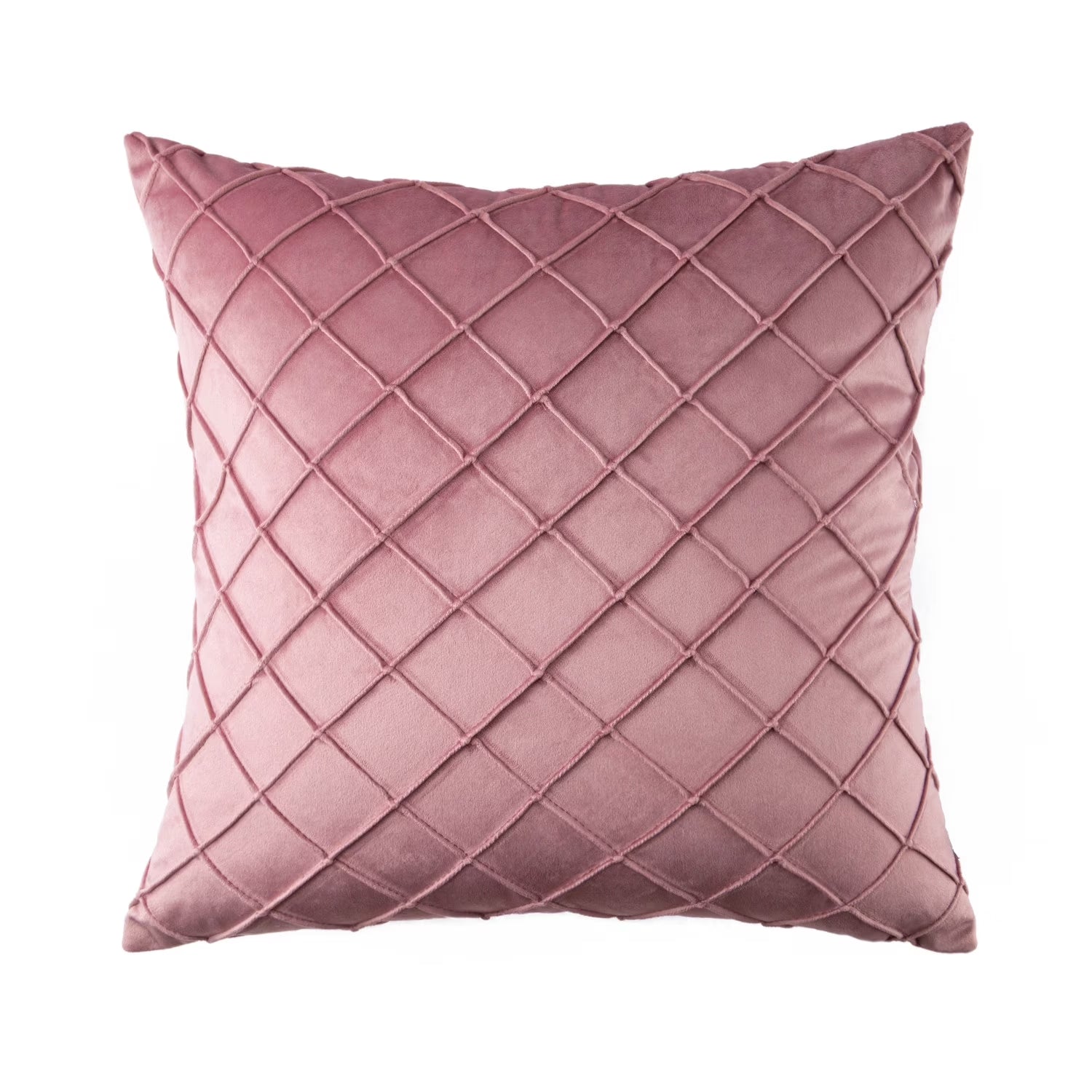 Pleated Velvet Pillow Covers, 18X18 Inch Set of 2, Square Decorative Throw Pillow Cases for Couch & Bed, Luxury Soft Cushion Covers, Pink