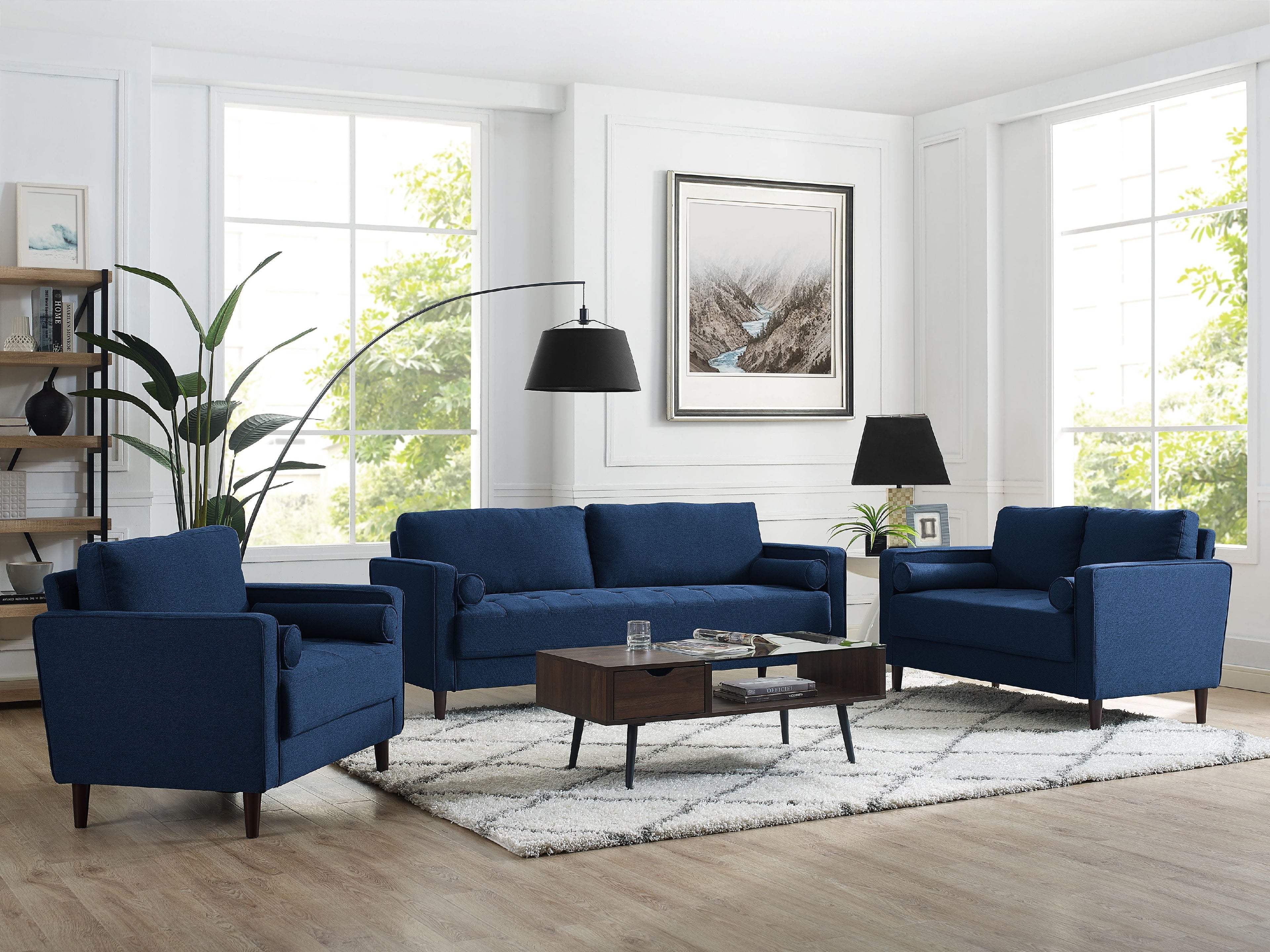 Lorelei Oversized Chair, Navy Blue Fabric