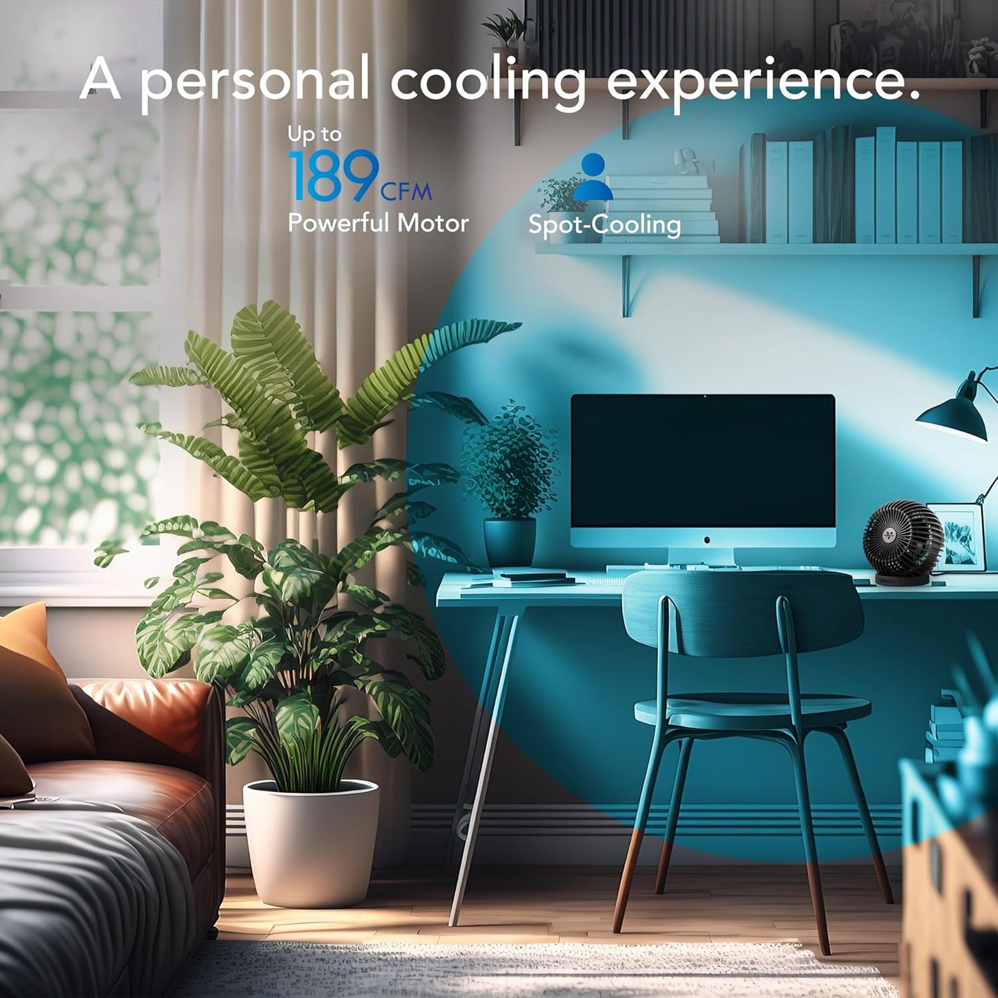 SPHERE Personal Adjustable Fan, Quiet Operation, Targeted Cooling Airflow, 2 Speed Settings, Manual Control, Detachable Base, Fan for Desktop, Nightstand, and Office, Black