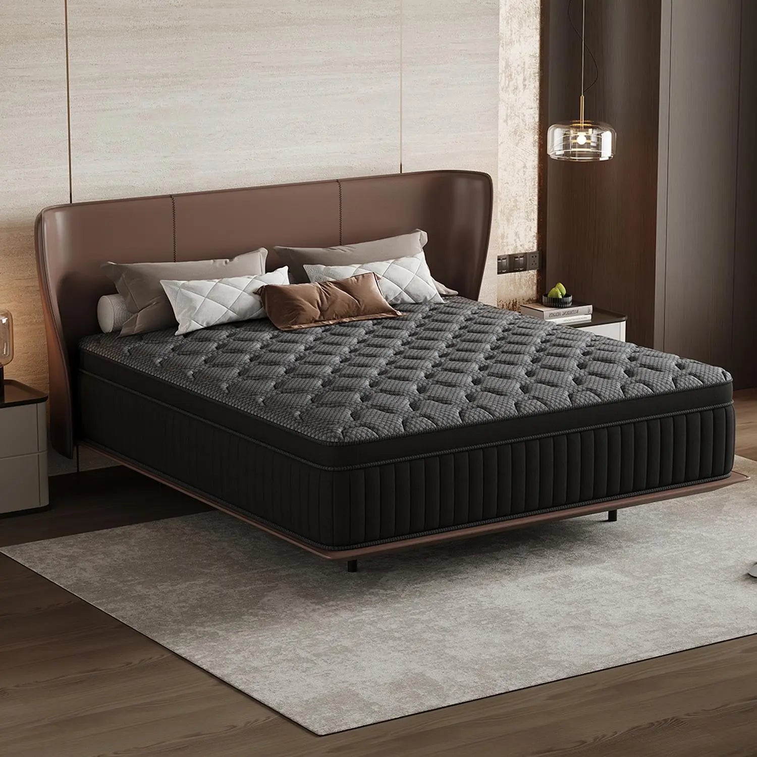【Summerwins】Lodeija 8/10/12/14Inch Twin,Full,Queen and King Size Mattresses-Memory Foam and Spring Hybrid Mattress,Medium Firmness,Lumbar Support,Suitable for Home Bedrooms and Hotels,Pet-Friendly,Dealsforyoudays