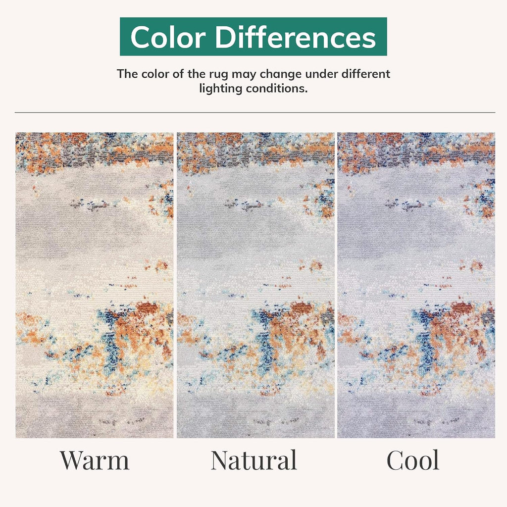 Modern Abstract Medium Pile Area Rug Multi 2X7 | Stain-Resistant, Cozy