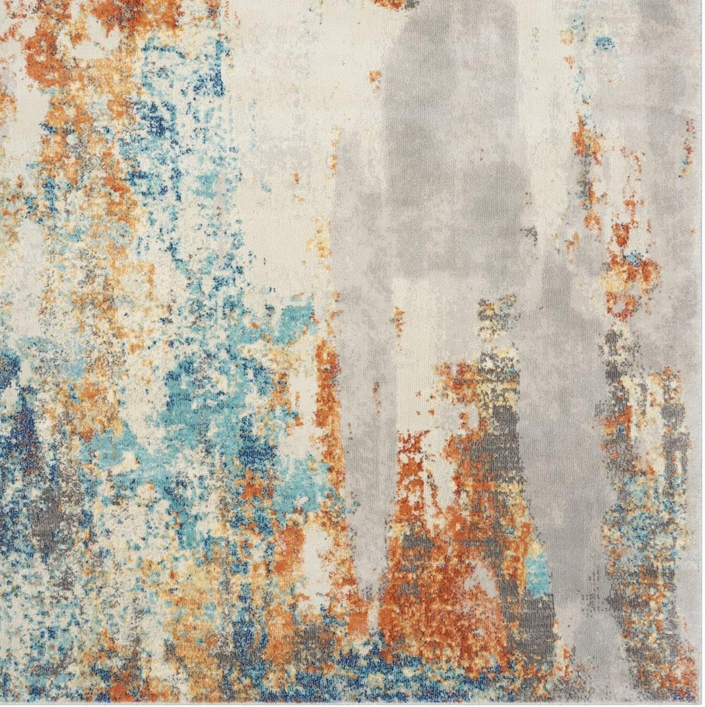 Modern Abstract Medium Pile Area Rug Multi 2X7 | Stain-Resistant, Cozy