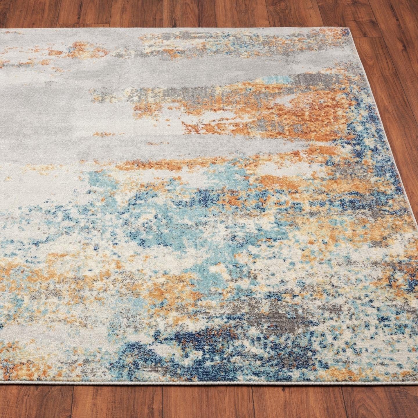 Modern Abstract Medium Pile Area Rug Multi 2X7 | Stain-Resistant, Cozy