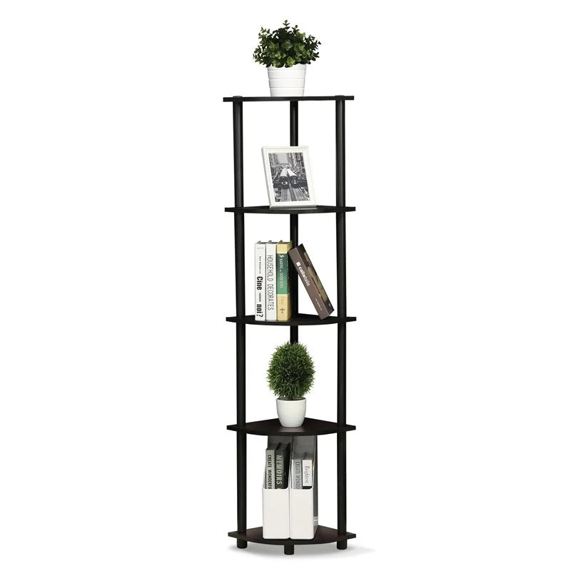 Turn-N-Tube Wood 5 Tier Corner Display Rack in Dark Walnut
