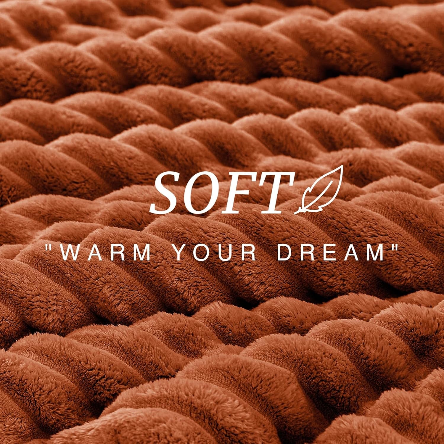 Fluffy Comforter Set Full Size - Super Soft Faux Fur Stripe Jacquard Comforter 3 Pieces, Terracotta Fleece Bedding Set,Winter Warm Bed Set,1 Comforter with 2 Pillowcases