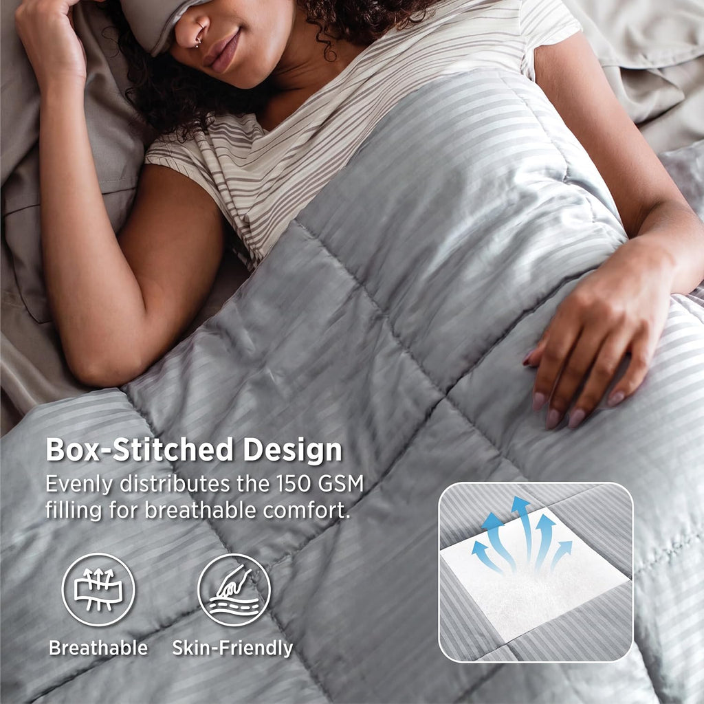 Bedsure Duvet Insert King Size - Lightweight Comforter, Quilted Cooling Duvet Insert, down Alternative Summer Comforter with 8 Tabs, Ultra Soft Blanket, Striped, King, Light Grey, 90X102 Inches