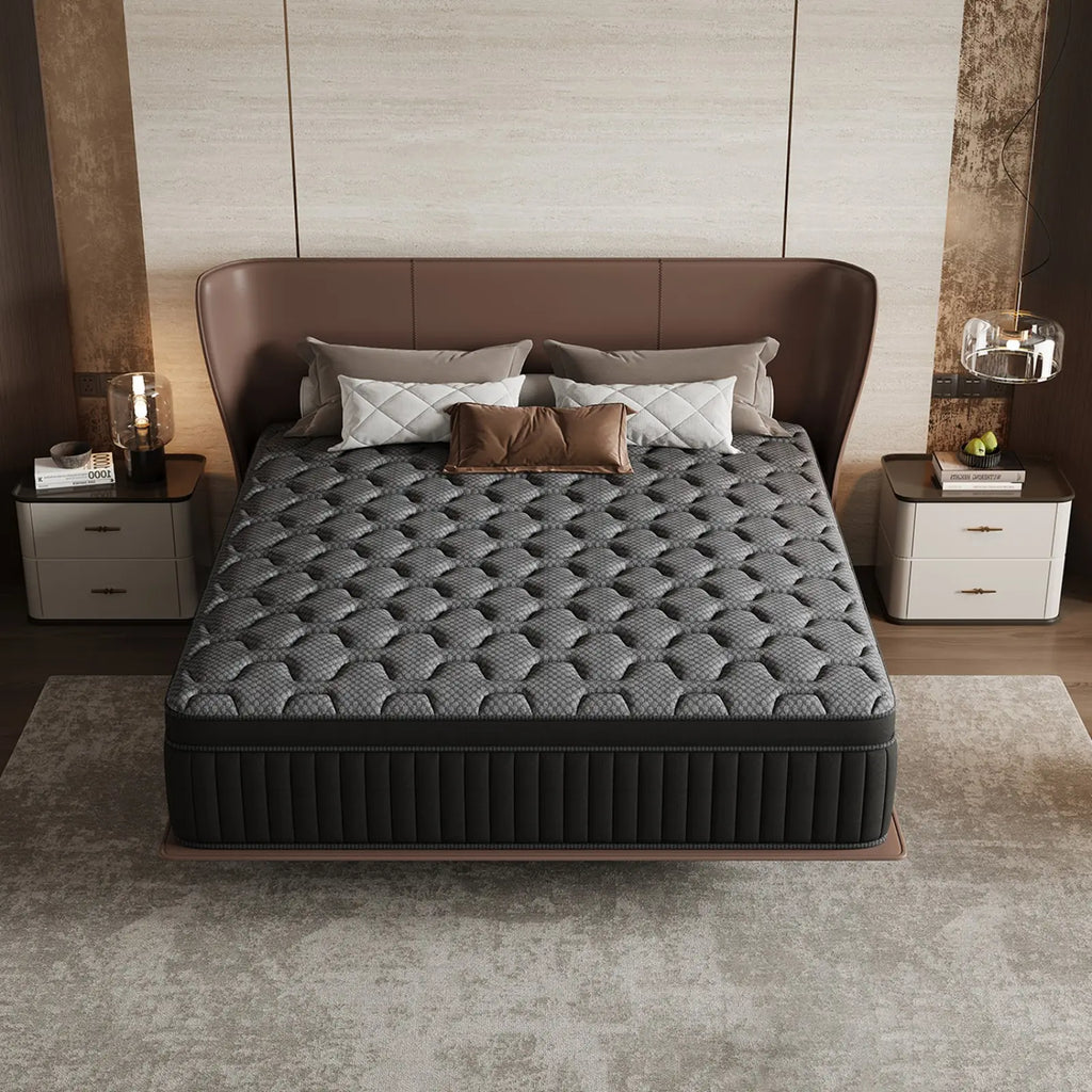 【Summerwins】Lodeija 8/10/12/14Inch Twin,Full,Queen and King Size Mattresses-Memory Foam and Spring Hybrid Mattress,Medium Firmness,Lumbar Support,Suitable for Home Bedrooms and Hotels,Pet-Friendly,Dealsforyoudays