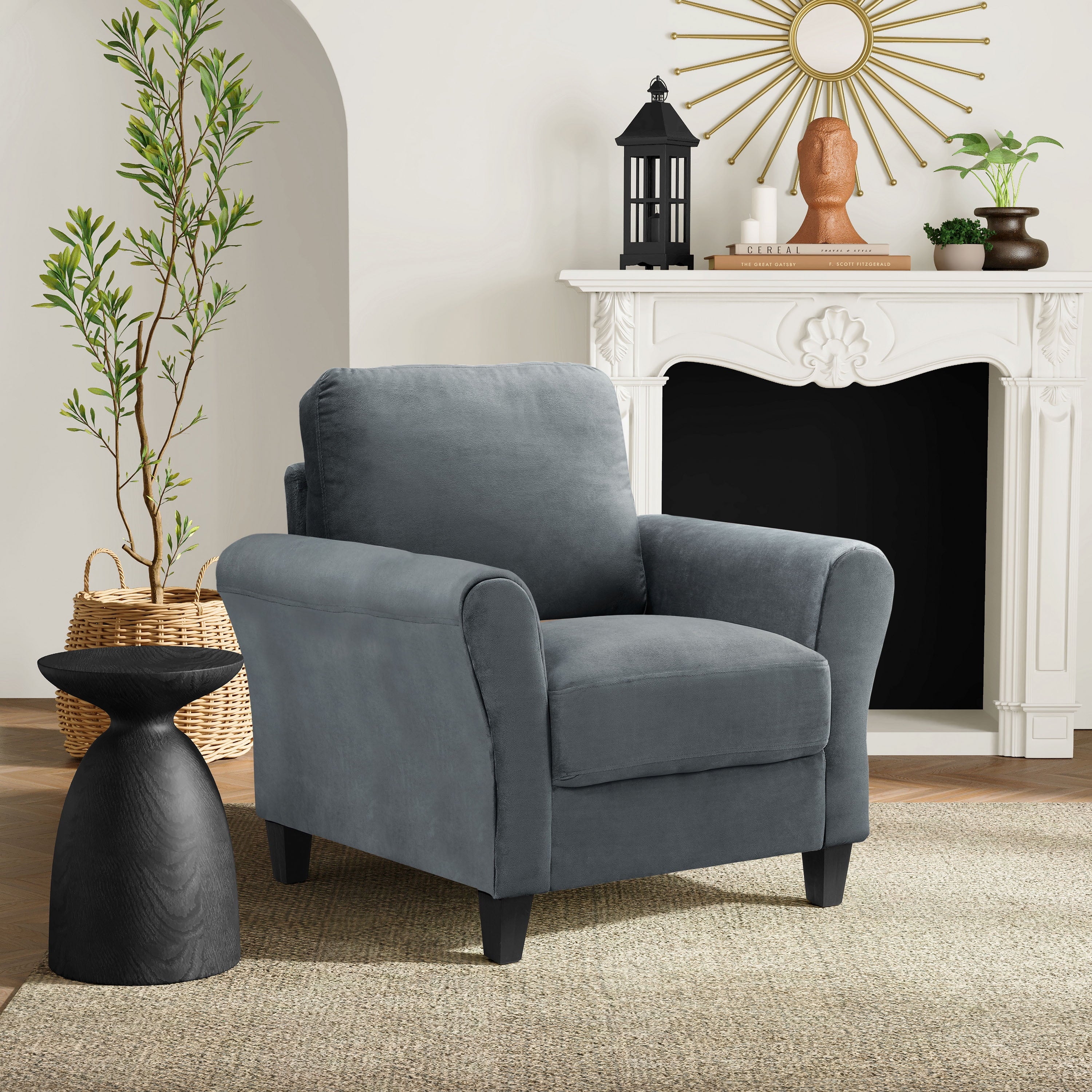 Alexa Club Chair, Gray Fabric