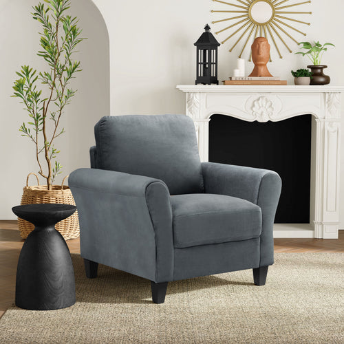 Alexa Club Chair, Gray Fabric