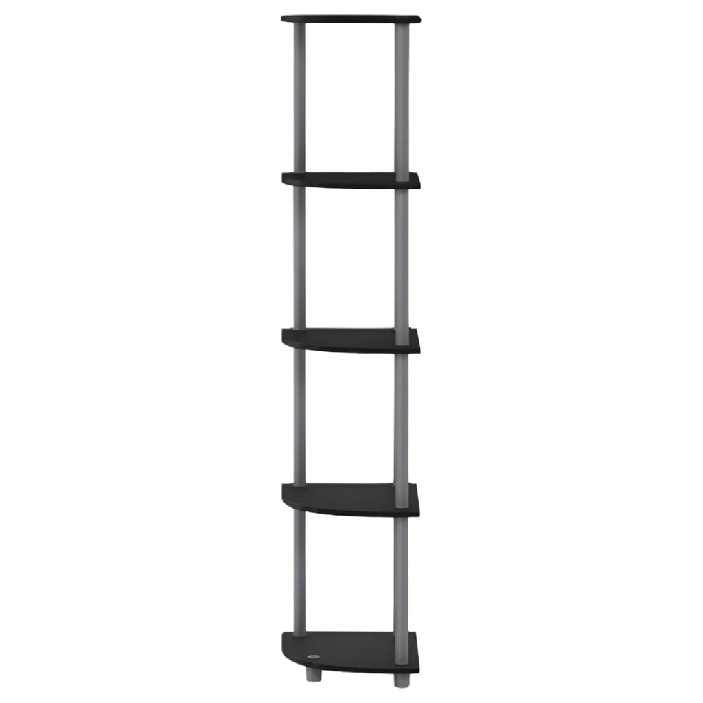 TURN-N-TUBE Wood 5 Tier Corner Display Rack in Black/Gray