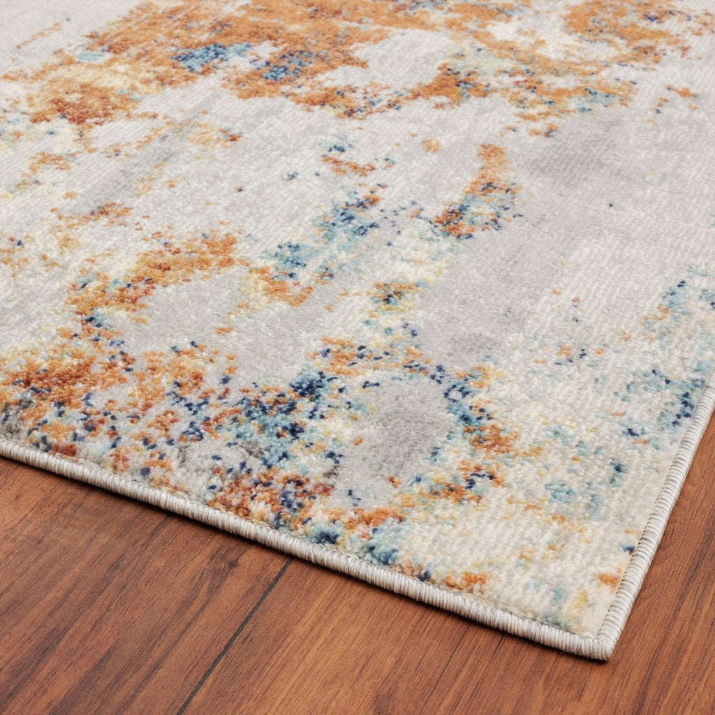 Modern Abstract Medium Pile Area Rug Multi 2X7 | Stain-Resistant, Cozy