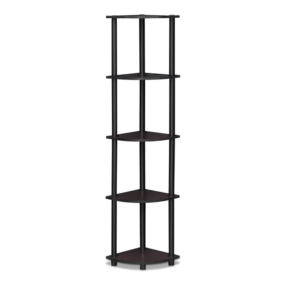 Turn-N-Tube Wood 5 Tier Corner Display Rack in Dark Walnut