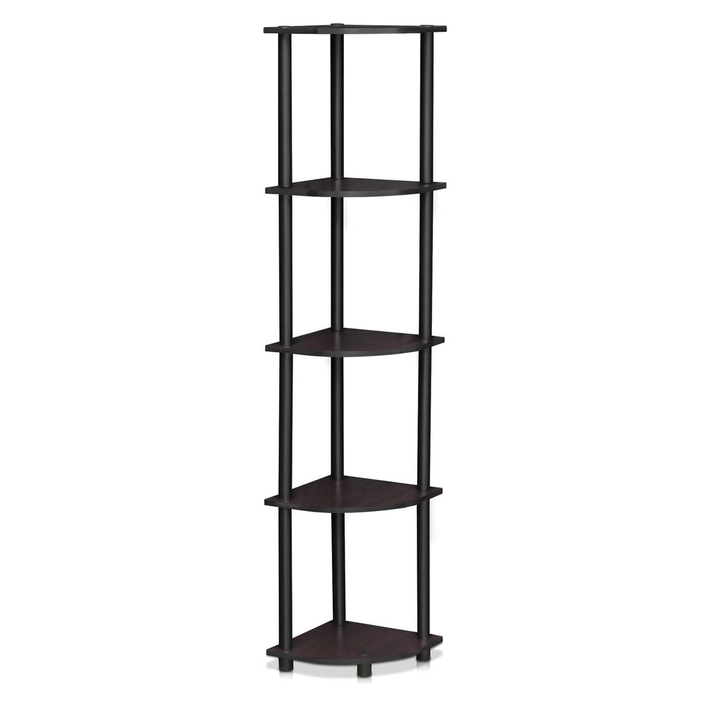 Turn-N-Tube Wood 5 Tier Corner Display Rack in Dark Walnut