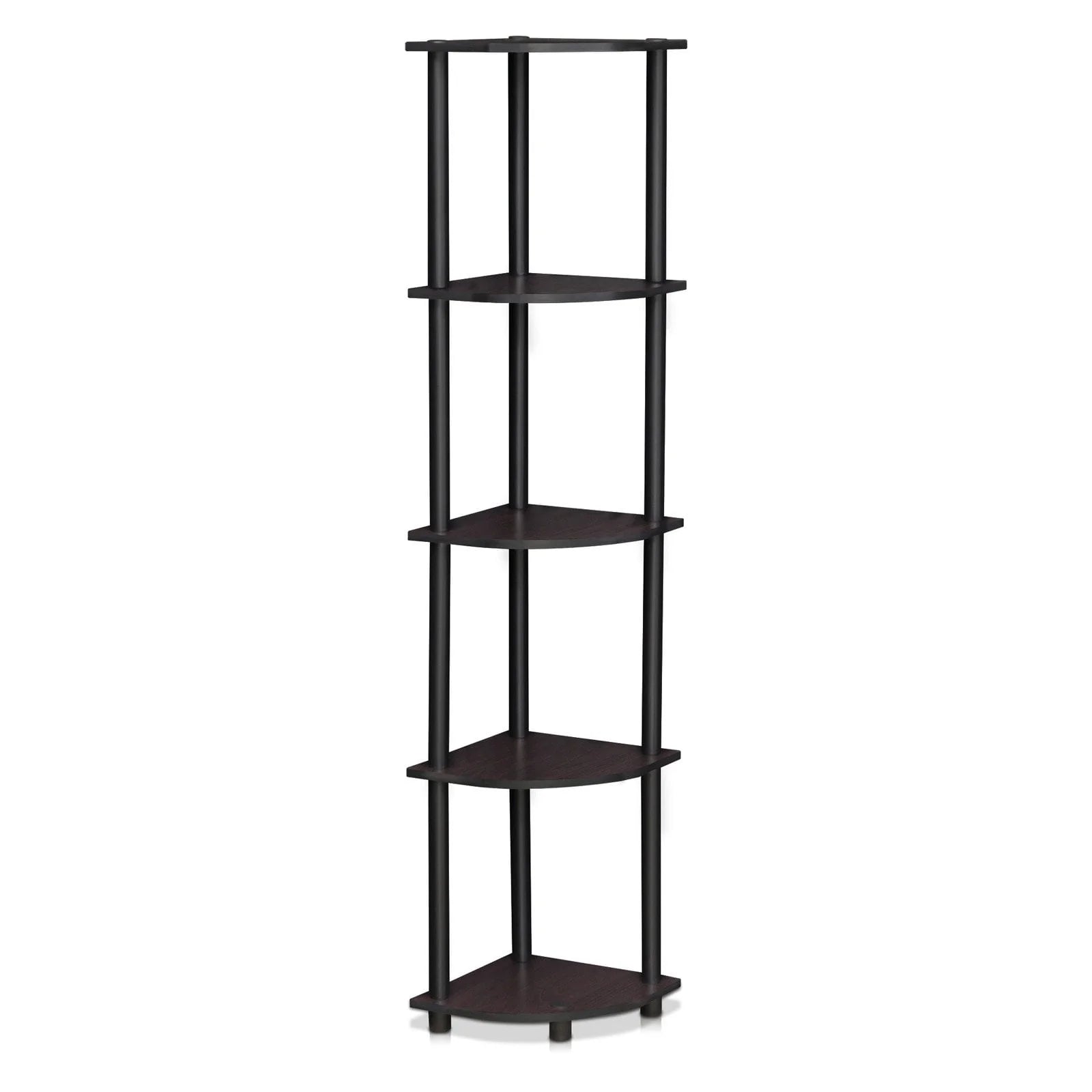 Turn-N-Tube Wood 5 Tier Corner Display Rack in Dark Walnut