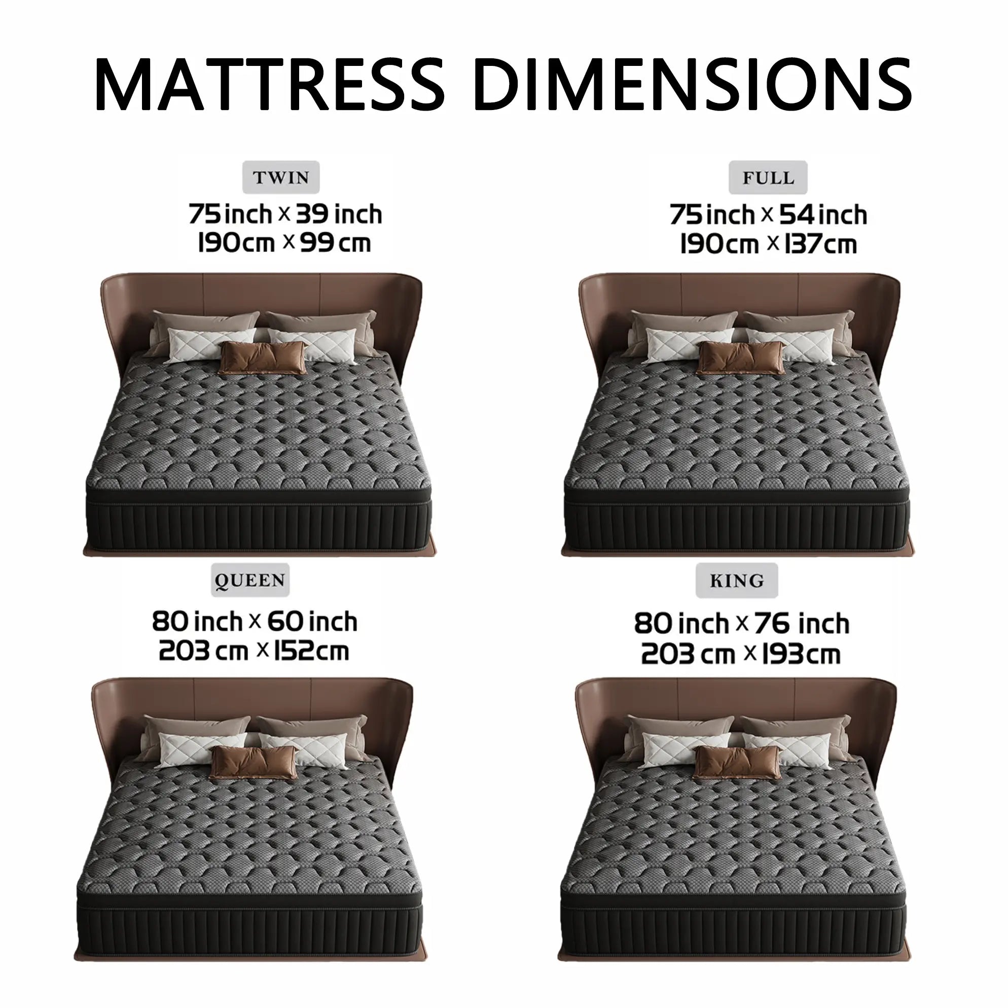 【Summerwins】Lodeija 8/10/12/14Inch Twin,Full,Queen and King Size Mattresses-Memory Foam and Spring Hybrid Mattress,Medium Firmness,Lumbar Support,Suitable for Home Bedrooms and Hotels,Pet-Friendly,Dealsforyoudays
