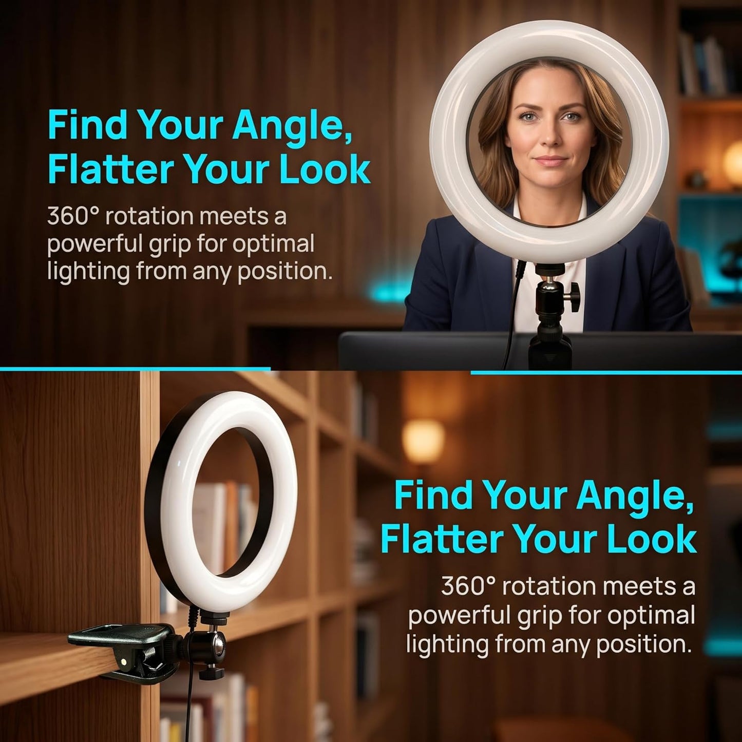 6" Ring Light with Desk Tripod Stand and Clip | Video Conference Lighting, Monitor Laptop Computer Compatible, Zoom Call Live Streaming, Remote Working Learning