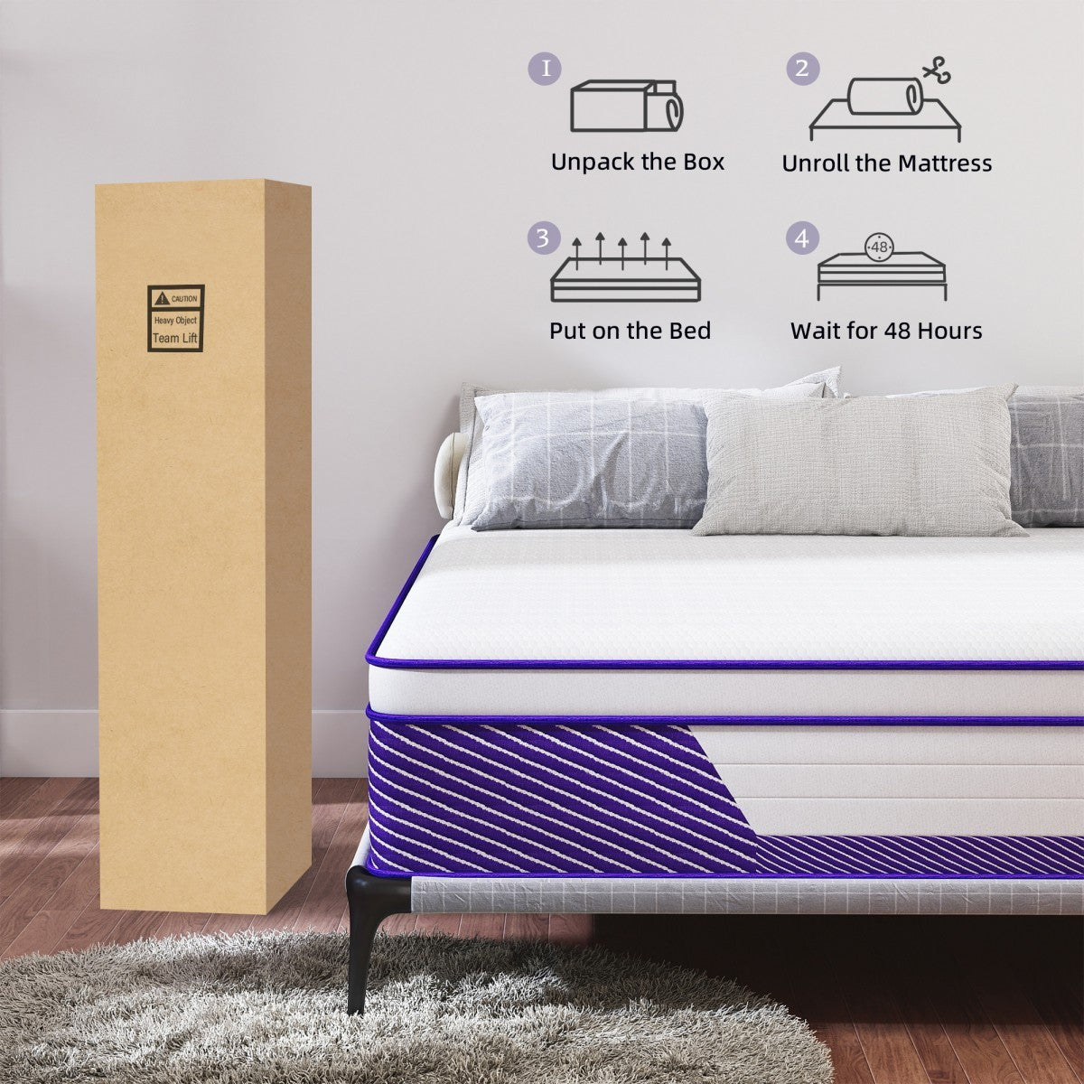 12"14" Gel Memory Foam Spring Hybrid Queen Mattress Twin Full King Size in a Box