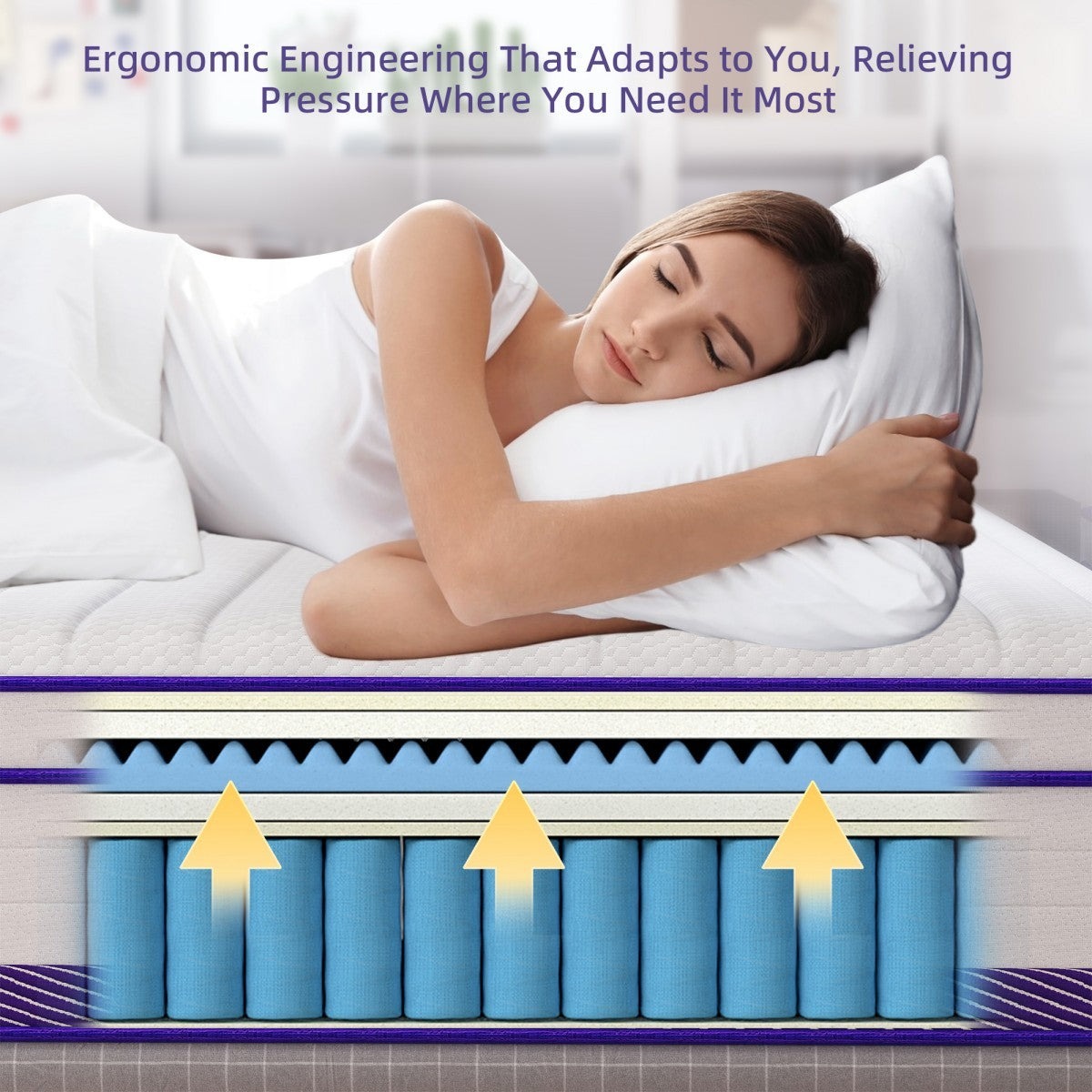 12"14" Gel Memory Foam Spring Hybrid Queen Mattress Twin Full King Size in a Box