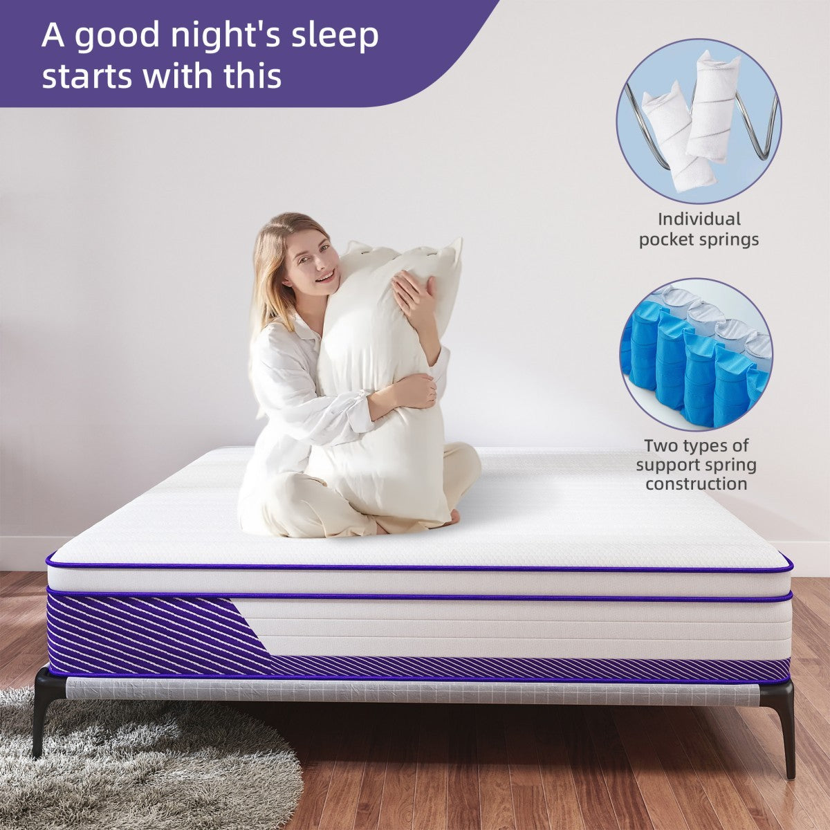 12"14" Gel Memory Foam Spring Hybrid Queen Mattress Twin Full King Size in a Box